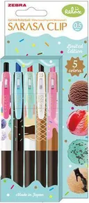 Gelschreiber "Sarasa Clip Ice Cream", 5 verschiedene Farben, 0,33 mm, Druckmechanismus, ZEBRA 82756